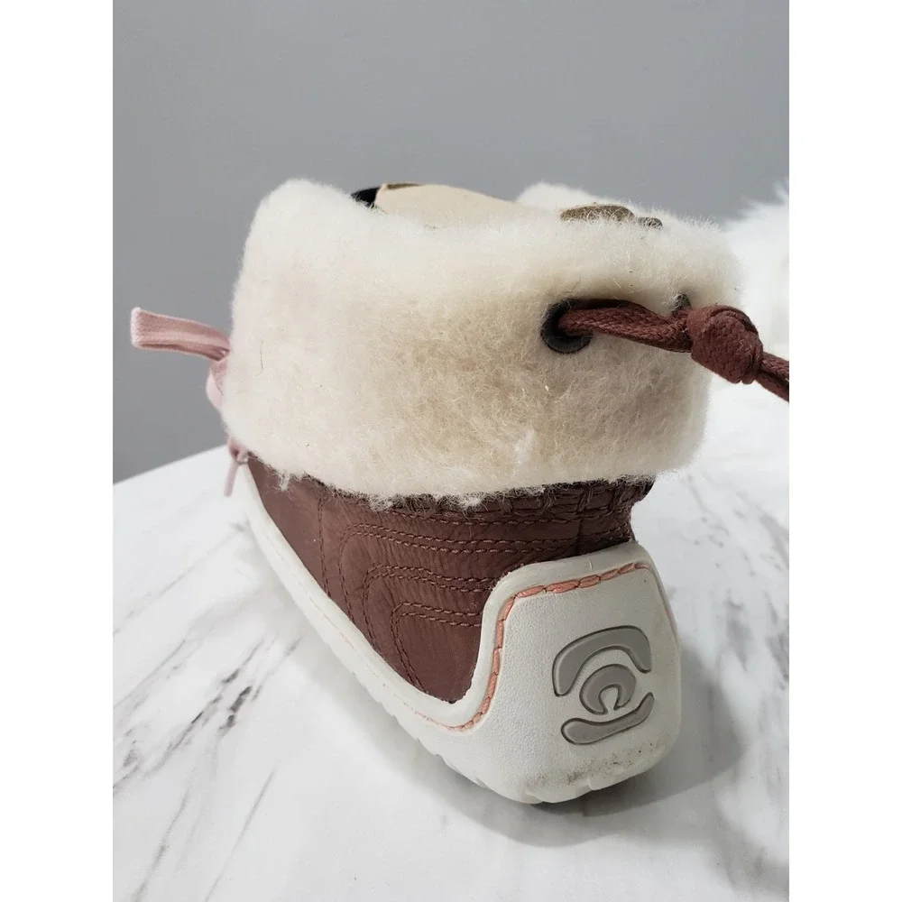 NEW SIZE 5 Manitobah MUK LUKS Skoden Leather Shearling Ankle Boots brown pink